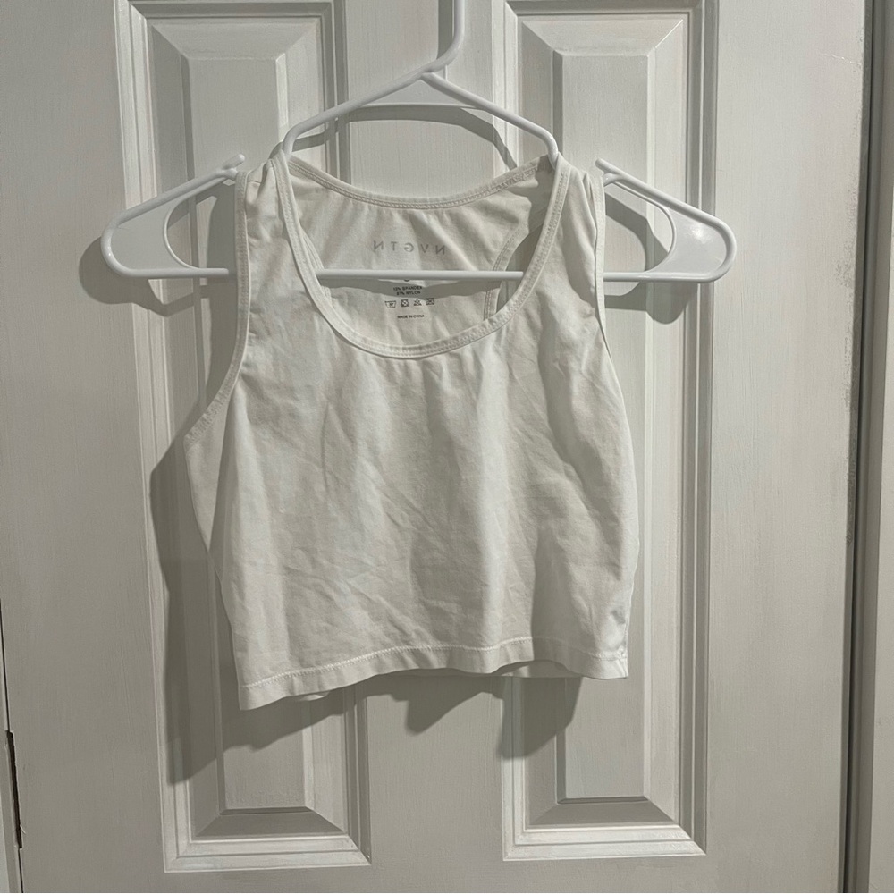 NVGTN White Sleeveless Crop Tank Top